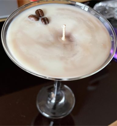 top view of espresso martini candle 
